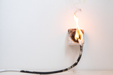 fire on electrical socket