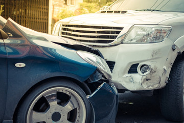 two cars in a car accident